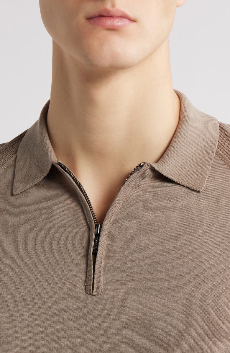 Emporio Armani Lightweight Short Sleeve Quarter Zip Polo, Alternate, color, Solid Light/ Pastel B
