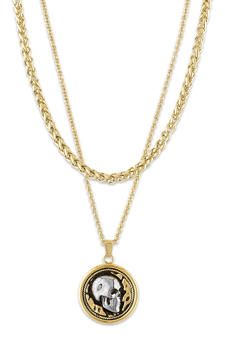 Esquire Men's Set of 2 Skull Pendant & Chain Necklaces, Main, color, Gold