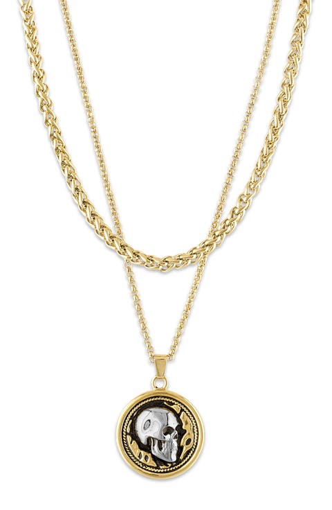 Men's Set of 2 Skull Pendant & Chain Necklaces