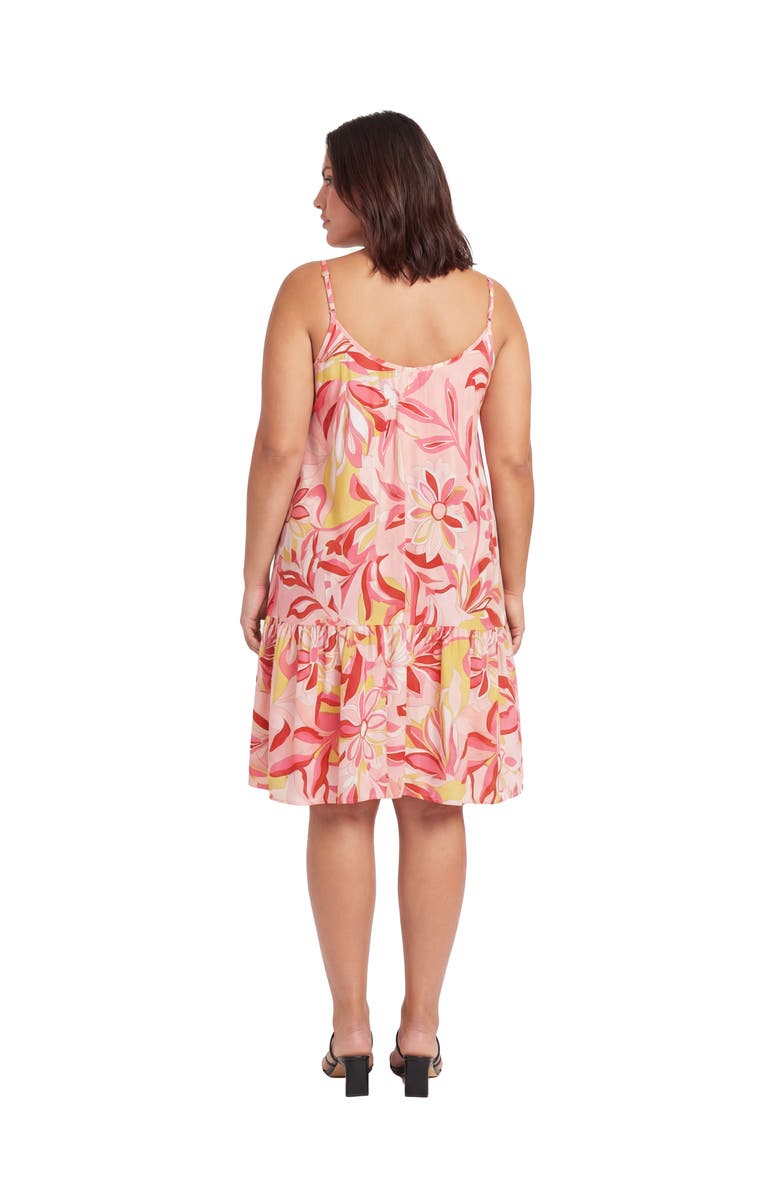 24seven Comfort Apparel Curvy Essential Floral Print Scoop Neck Spaghetti Strap Pocket A-Line Mini Dress, Alternate, color, Pink Multi
