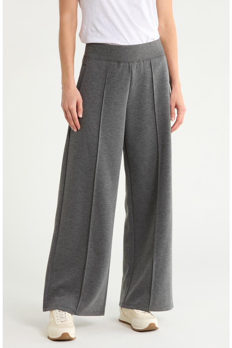 Pleated Wide Leg Knit Pants, Main, color, CHARCOAL