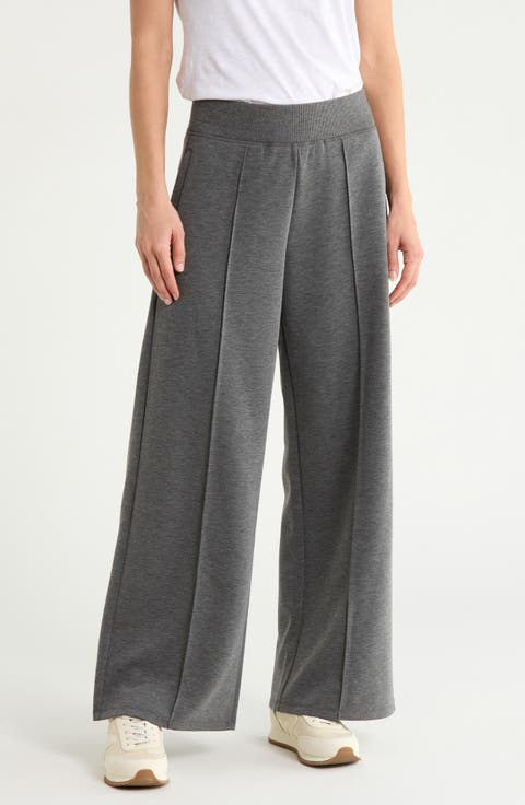 Pleated Wide Leg Knit Pants