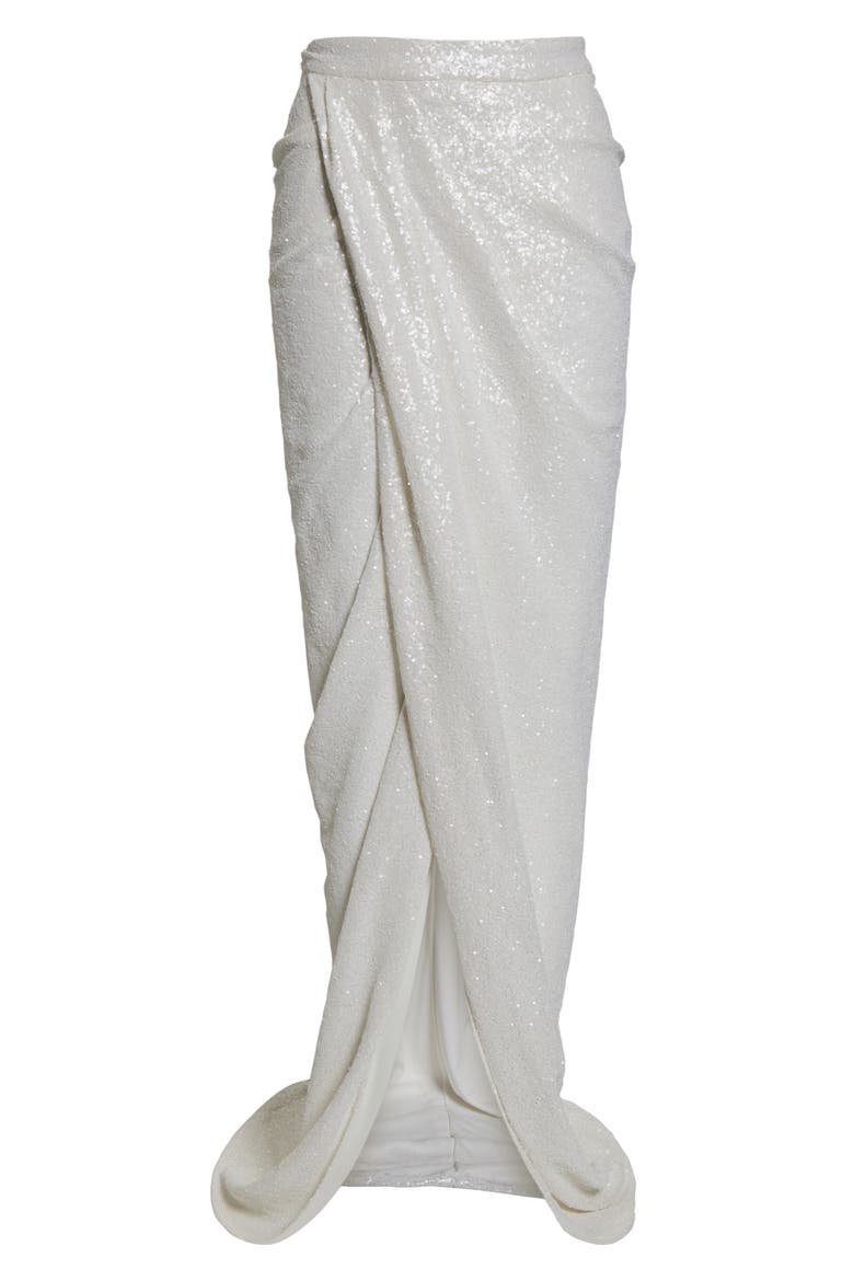 Wanna Party Micro Sequin Faux Wrap Skirt, Alternate, color, IVORY