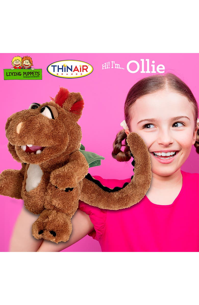 Living Puppets Ollie The Brown Dragon 14" Plush Hand Puppet, Alternate, color, Brown