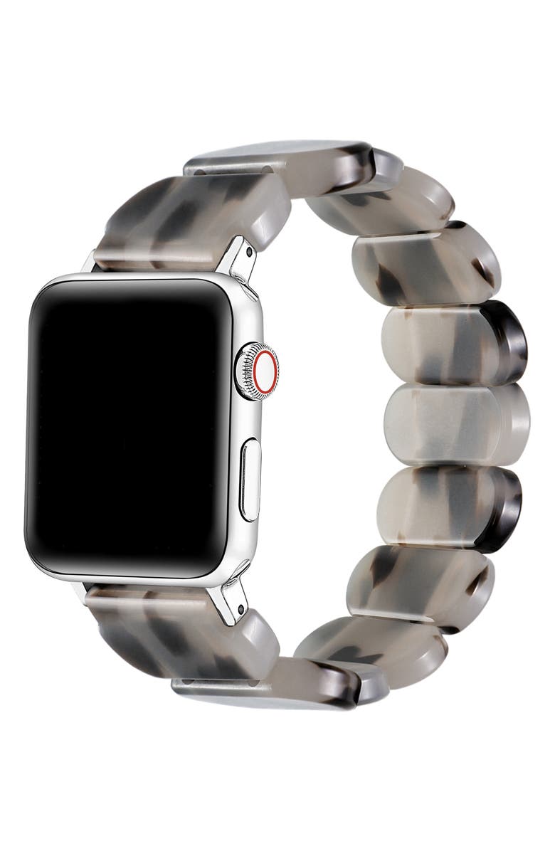 The Posh Tech Reese Resin Elastic Apple Watch<sup>®</sup> Watchband, Alternate, color, Grey Tortoise