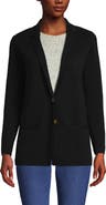 Lands' End Fine Gauge Cotton Button Front Blazer Sweater