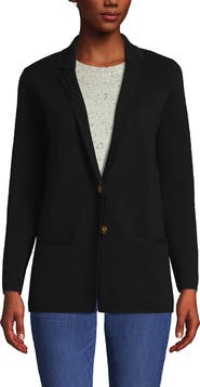 Lands' End Fine Gauge Cotton Button Front Blazer Sweater
