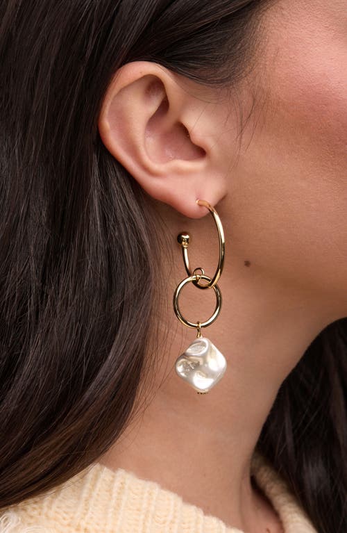 Saachi Faux Pearl Drop Hoop Earrings In Gold/faux Pearl