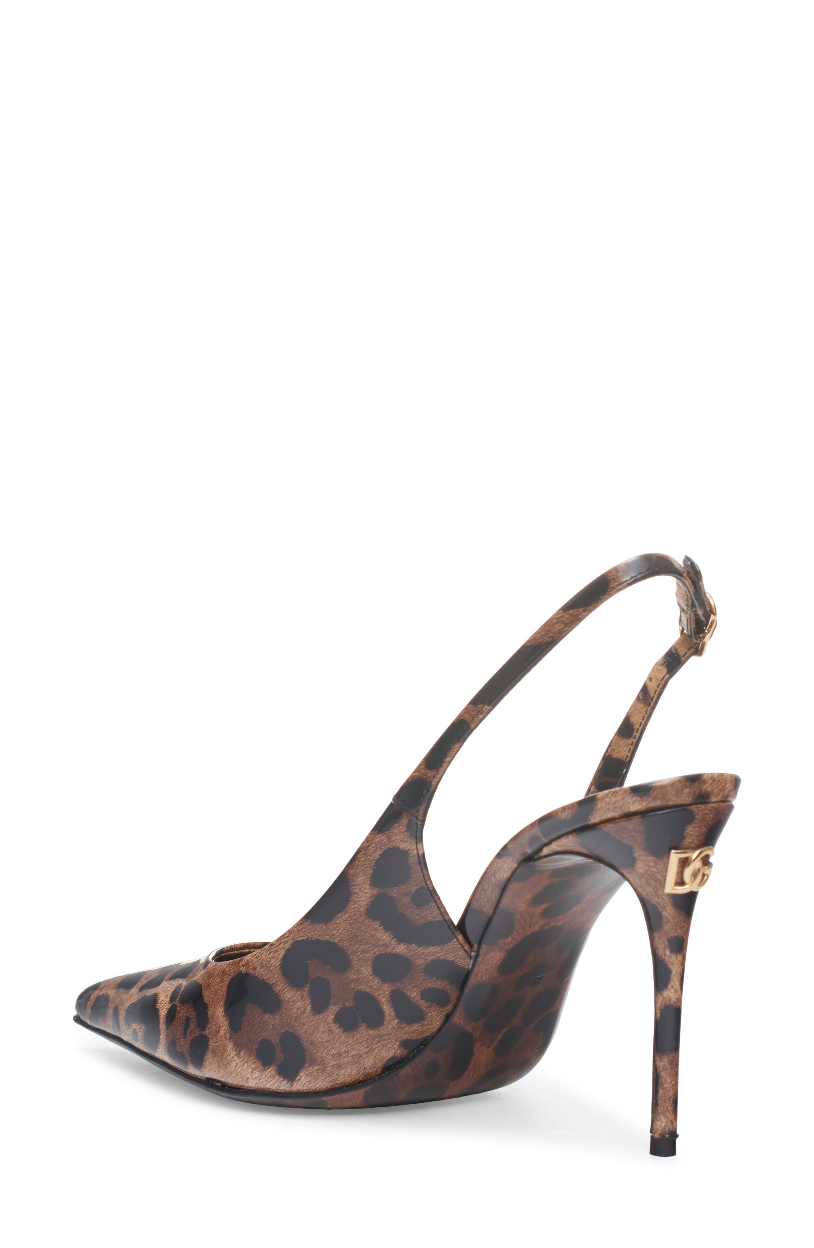 Dolce&Gabbana Leopard Print Pointed Toe Slingback Pump, Alternate, color, Print Leo