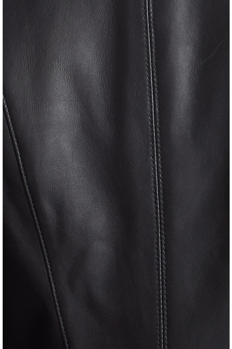 Draped Lapel Leather Jacket, Alternate, color, BLACK