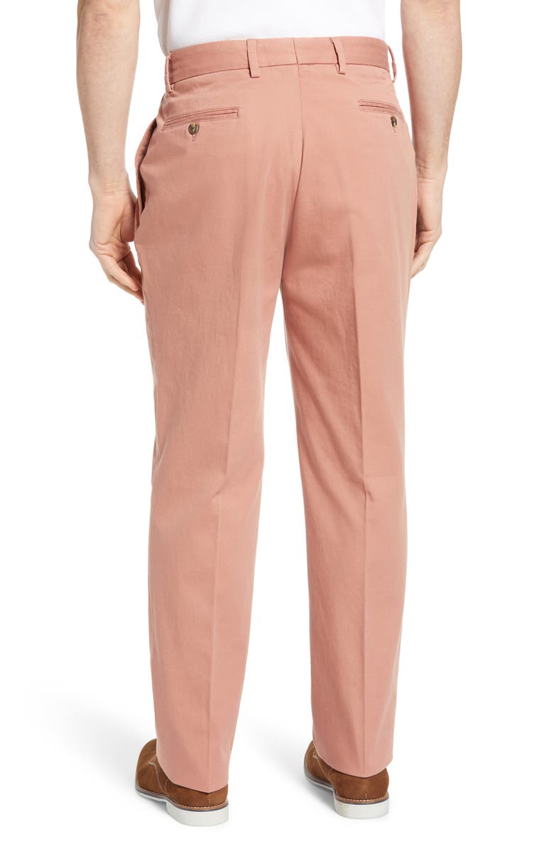 Berle Charleston Khakis Pleated Chino Pants, Alternate, color, Charleston Brick