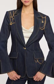 Cinq à Sept Love Token Danika Chain Denim Blazer