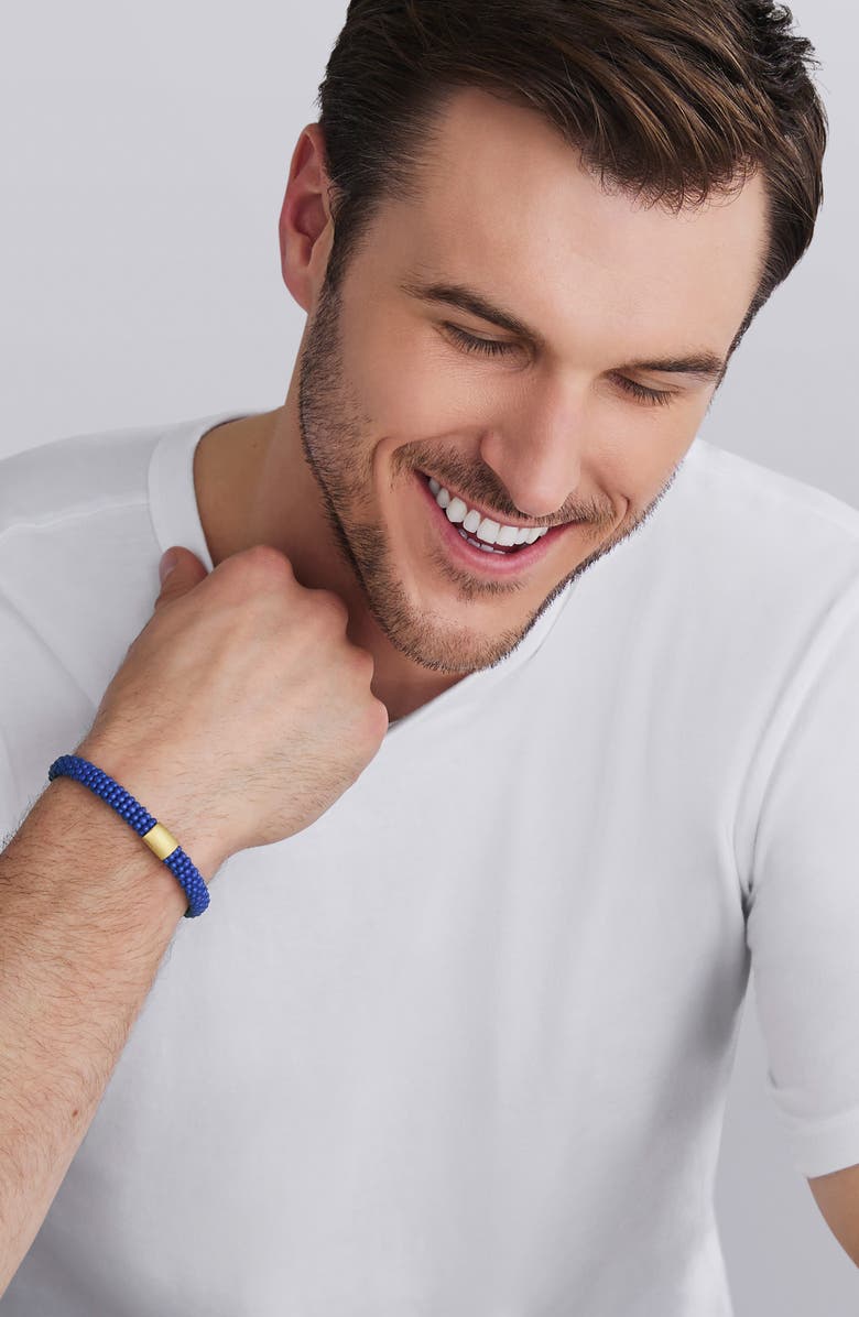 LAGOS Men's Anthem Ceramic Caviar Beaded Bracelet, Alternate, color, Blue/ Silver
