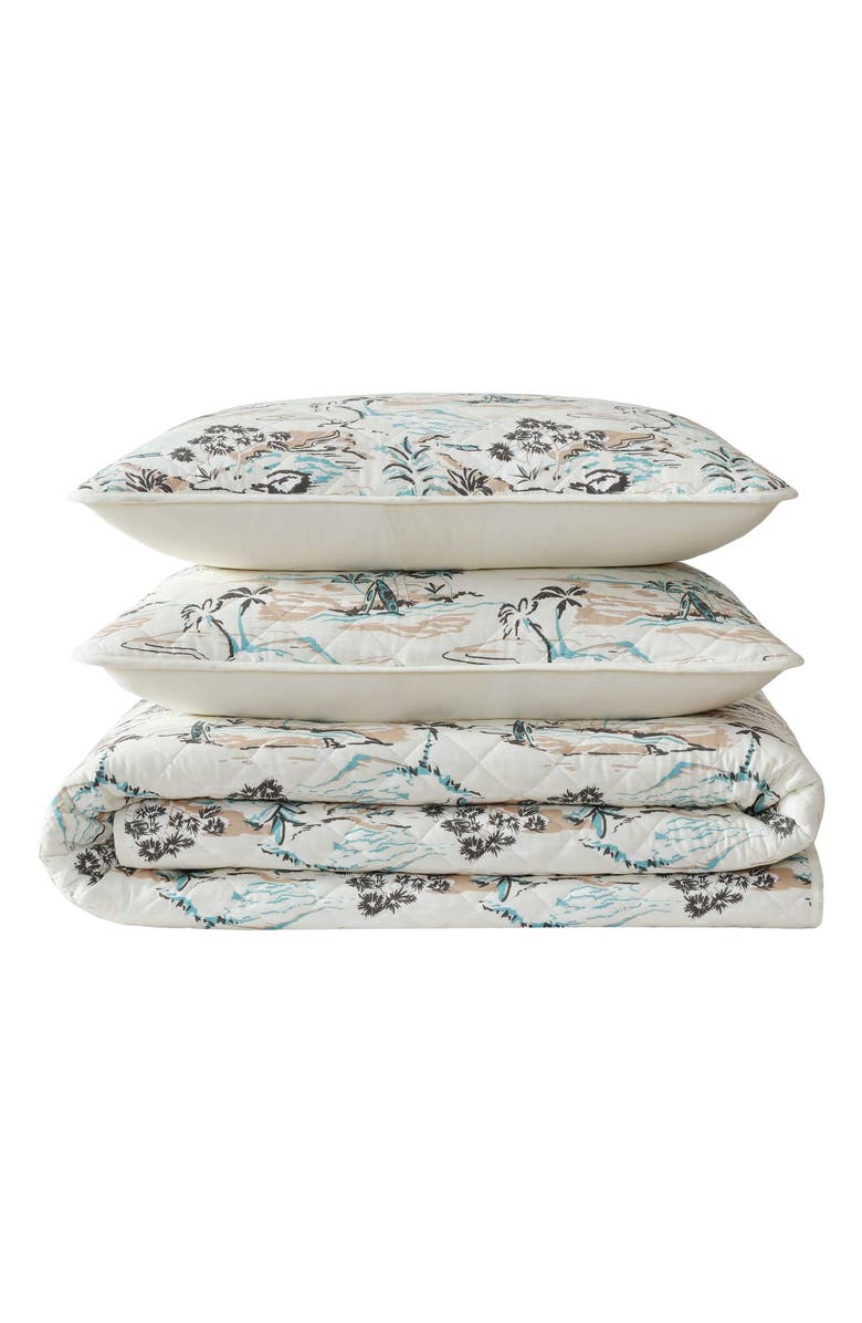 Eddie Bauer Alani Island Conversation Cotton King Quilt Set, Main, color, Light Beige