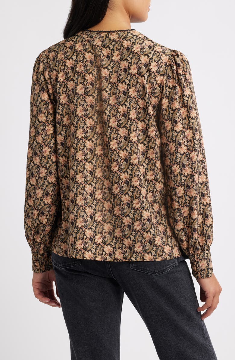 Bobeau Lace Edge Shirt, Alternate, color, Green/ Rust Paisley