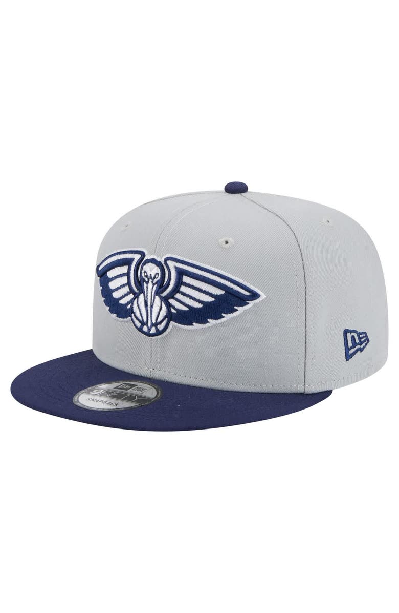 New Era Men's New Era Gray/Navy New Orleans Pelicans Color Pack 2-Tone 9FIFTY Snapback Hat, Main, color, 