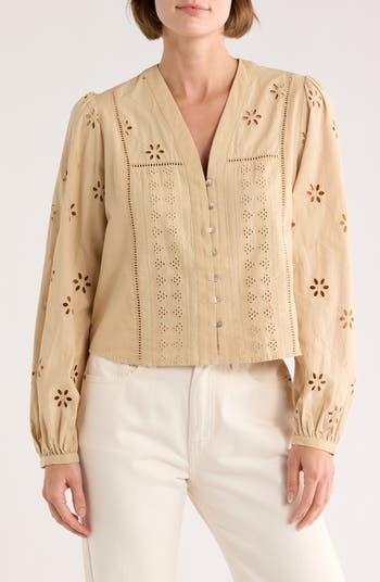 Button Front Eyelet Shirt