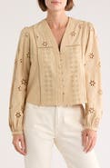 INDUSTRY REPUBLIC CLOTHING Button Front Eyelet Shirt