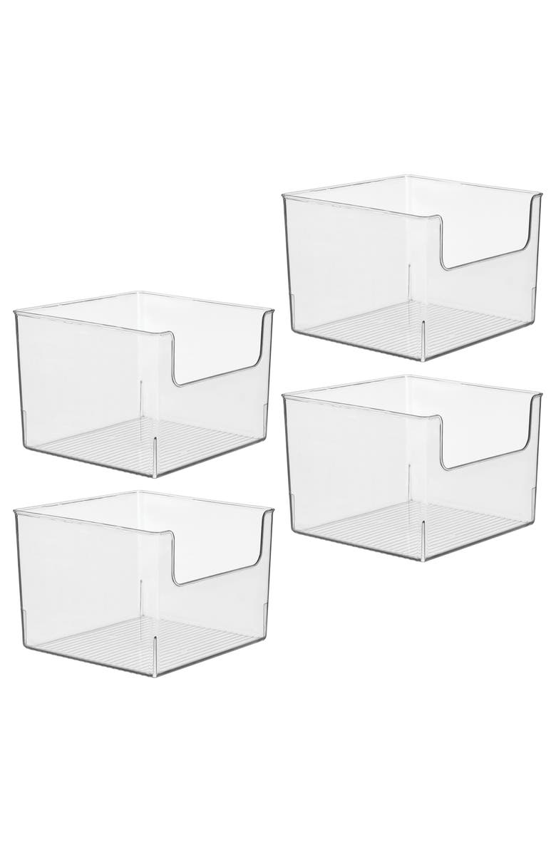mDesign Kitchen Plastic Storage Organizer Bin with Open Front - 4 Pack, Main, color, 