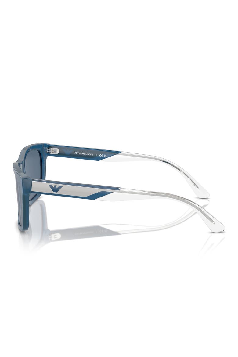 57mm Rectangular Sunglasses, Alternate, color, SHINY OPALINE BLUE / DARK BLUE