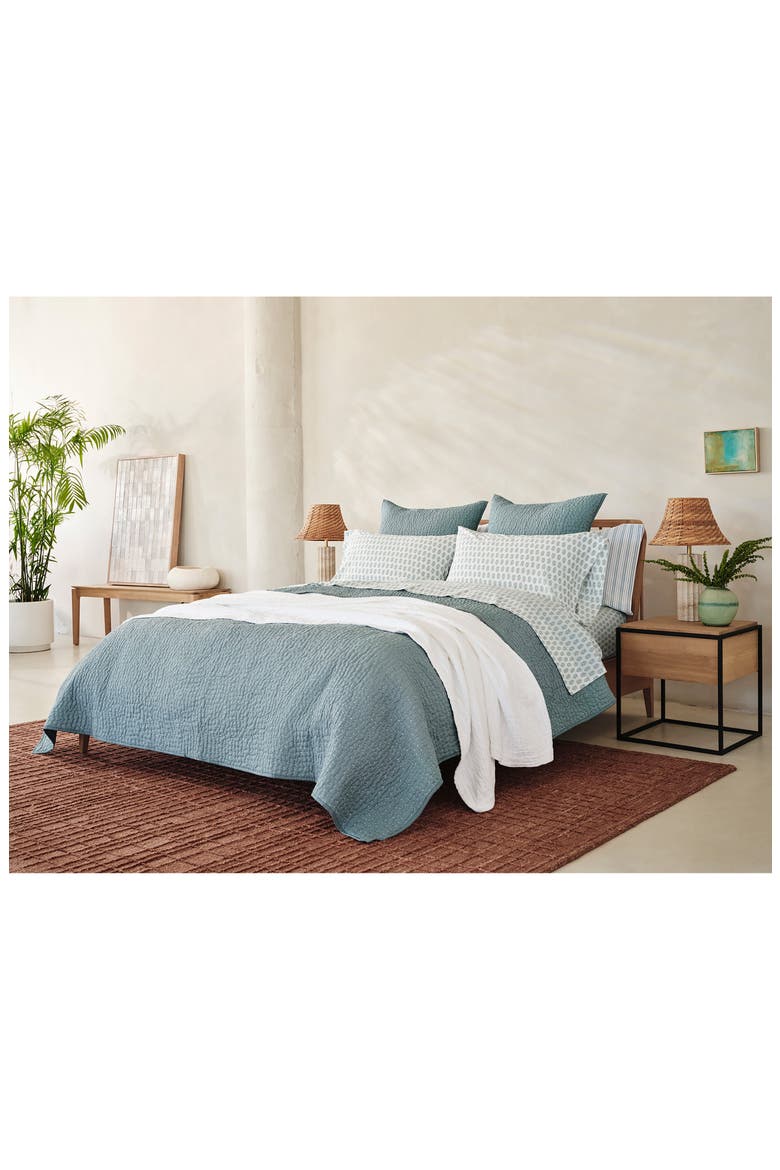 Pebbled Handstitched Organic Cotton Quilt, Alternate, color, LAGOON