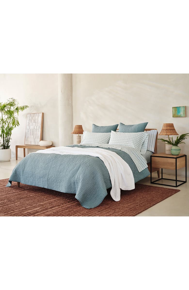 Coyuchi Pebbled Handstitched Organic Cotton Quilt, Alternate, color, Lagoon