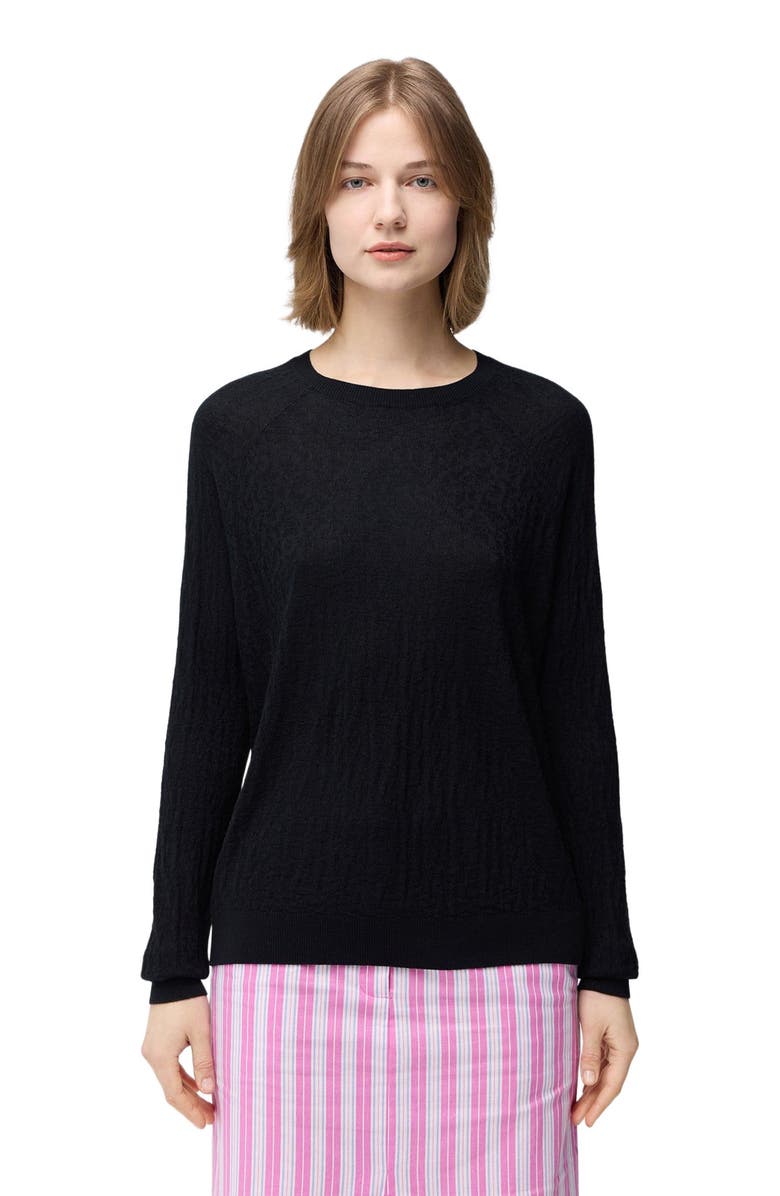 GOBI Mongolian Cashmere Silk Cashmere Textured Sweater, Alternate, color, Black
