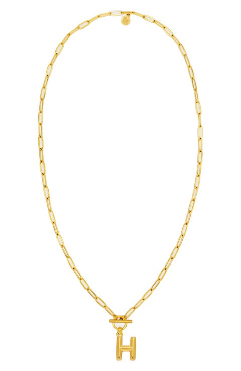 Paper Clip Initial Toggle Necklace