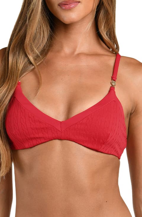 Cable Knit Underwire Bralette Bikini Top