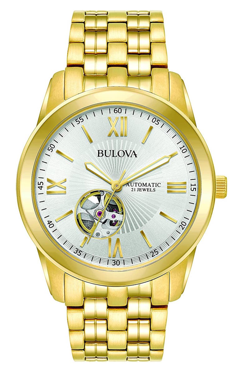 BULOVA Men's Automatic Stainless Steel Bracelet Watch, 42mm, Main, color, Gold