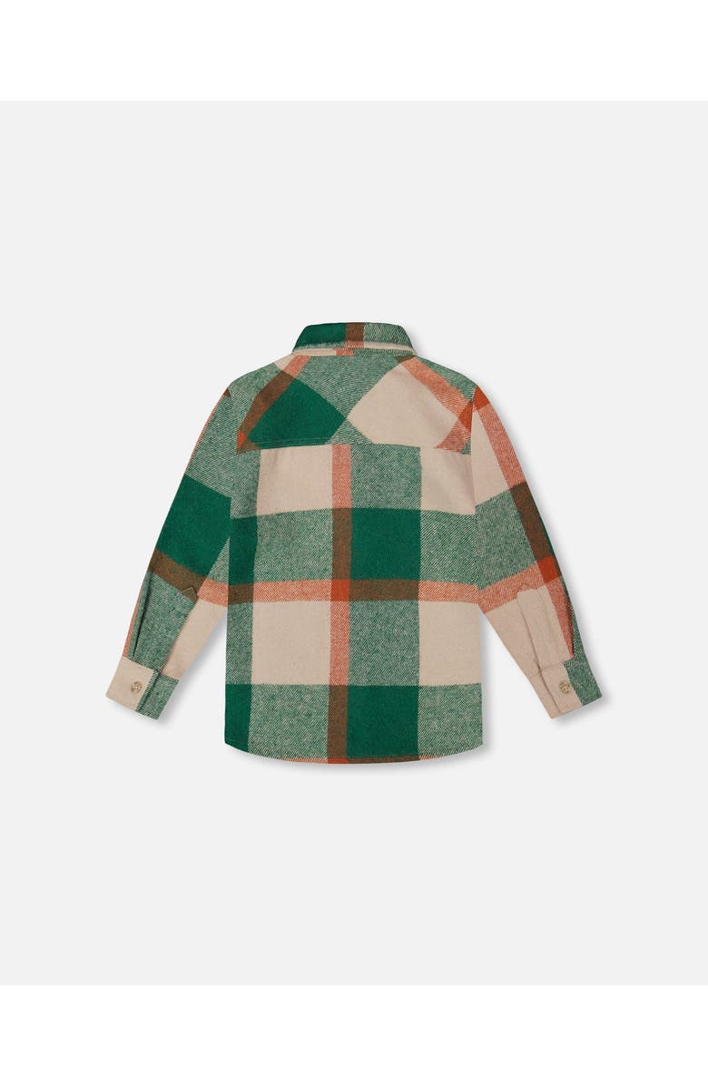 Deux par Deux Long Sleeve Yarn Dyed Plaid Shirt, Alternate, color, Green, Orange And Off-White