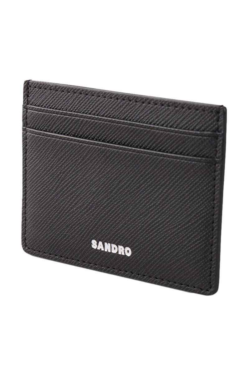SANDRO Reconstituted leather cardholder, Alternate, color, Black
