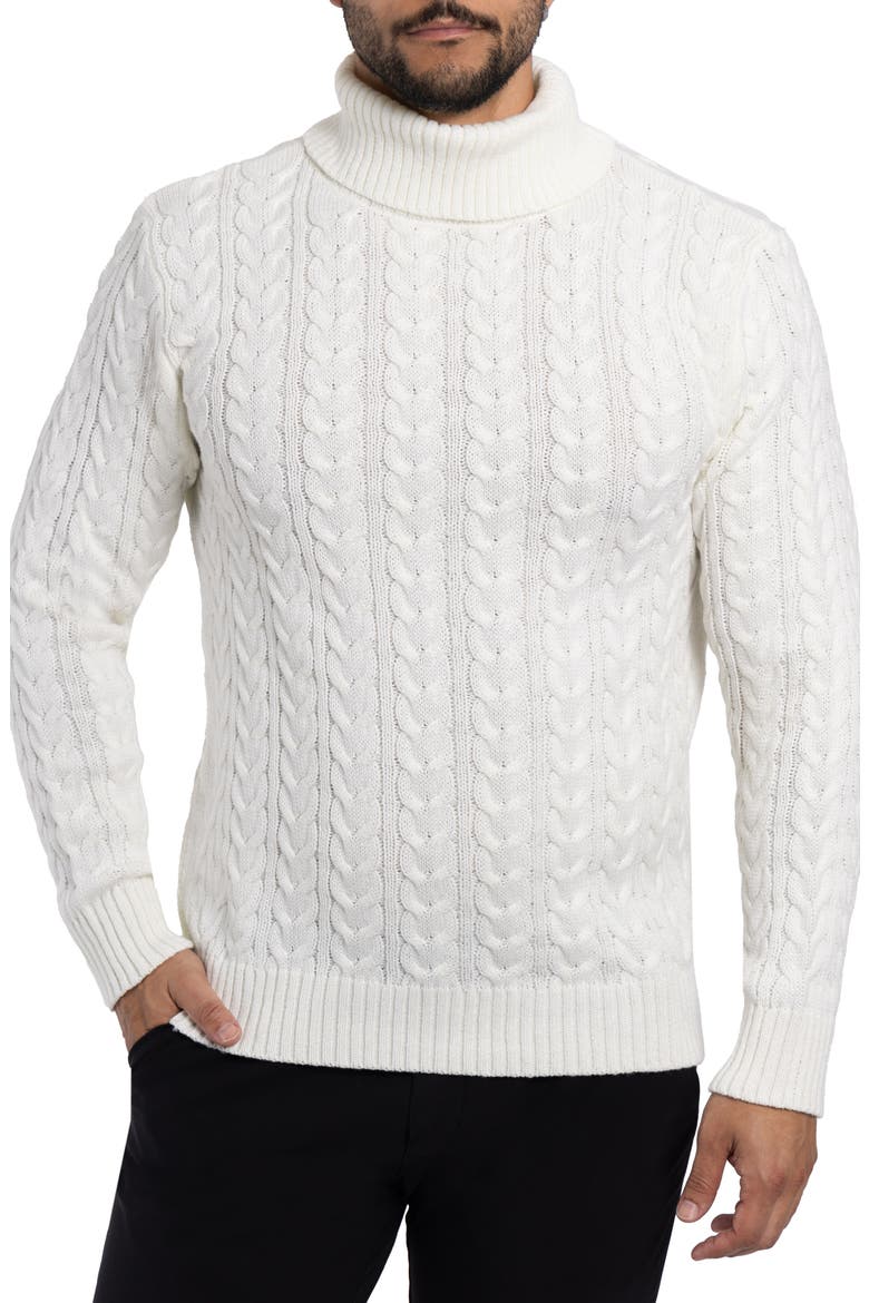 Cable Knit Turtleneck Sweater, Main, color, CREAM