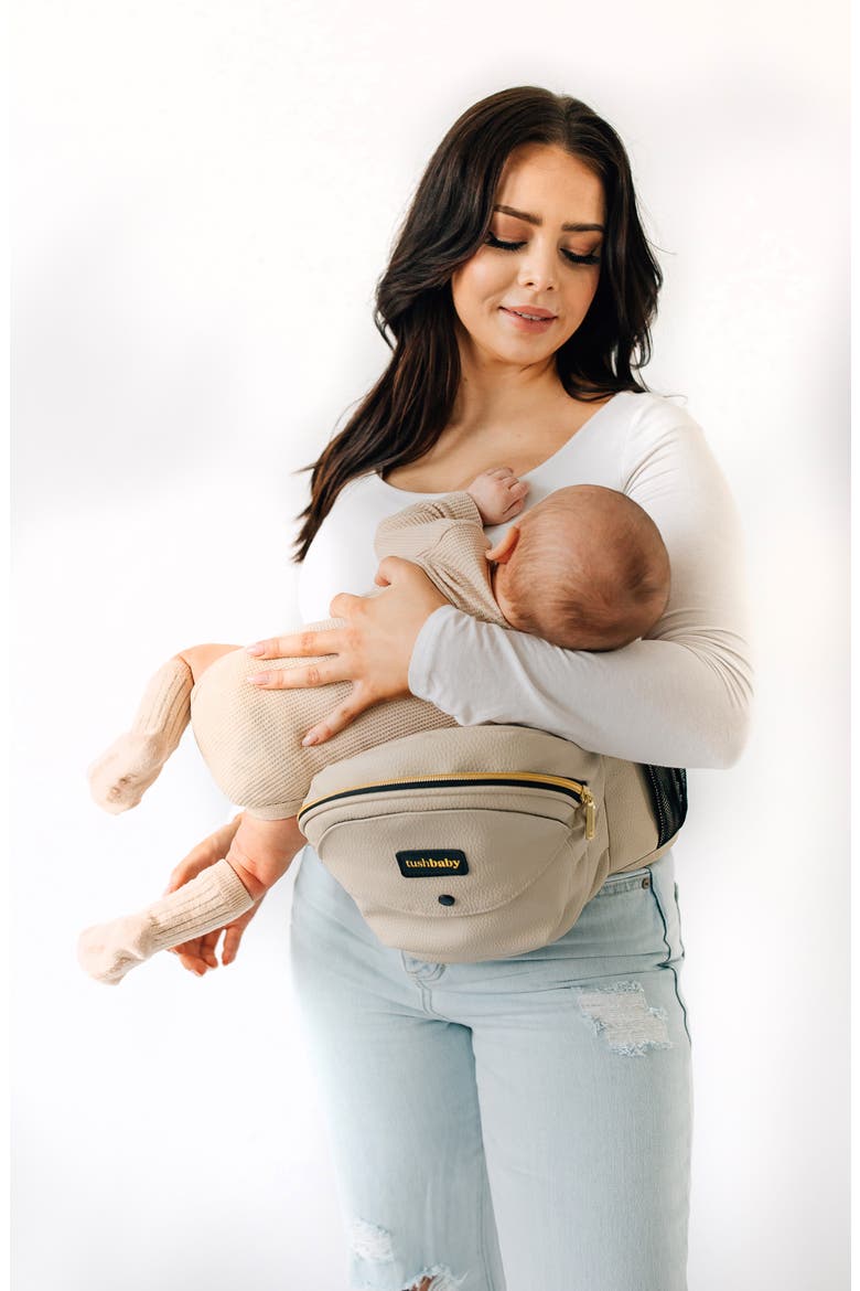 Quilted Faux Leather Hip Seat Carrier, Alternate, color, CREAM