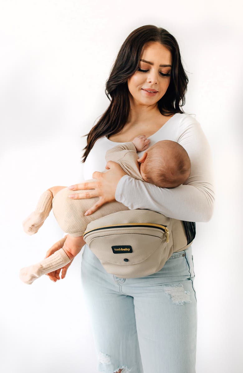 Tushbaby Quilted Faux Leather Hip Seat Carrier, Alternate, color, Cream