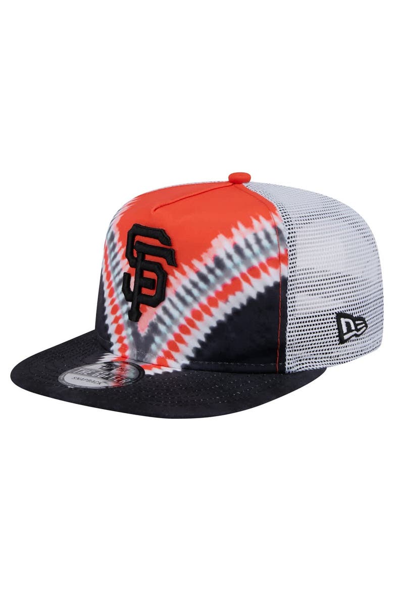 Men's New Era San Francisco Giants Tie-Dye Golfer Trucker Adjustable Hat, Main, color, Black