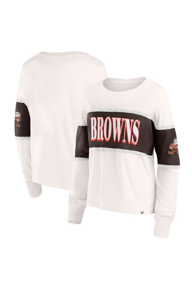 Women's Fanatics Cream Cleveland Browns Antique Block Long Sleeve T-Shirt, Main, color, Cream