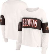 FANATICS Women's Fanatics Cream Cleveland Browns Antique Block Long Sleeve T-Shirt