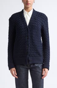 Bottega Veneta Intrecciato Wool Cable Stitch Cardigan
