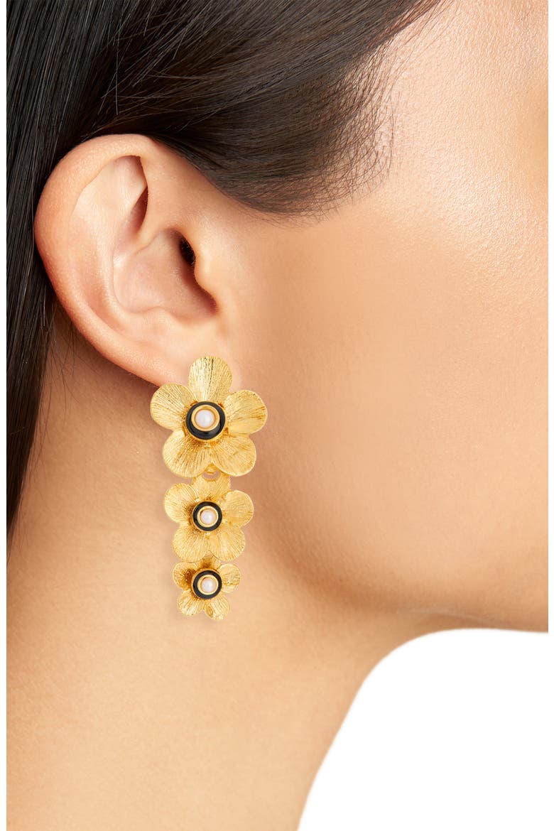 Flower Link Drop Earrings, Alternate, color, GOLD