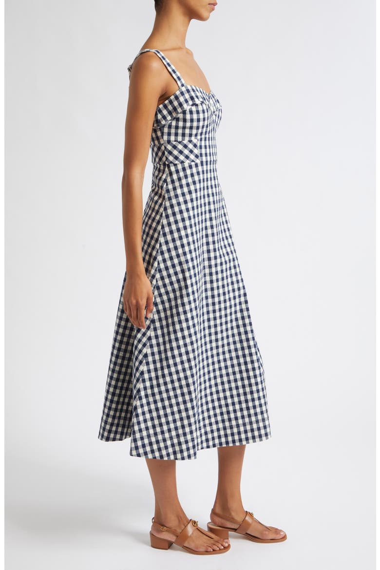 Aila Gingham Check Midi Dress, Alternate, color, NAVY DOVE