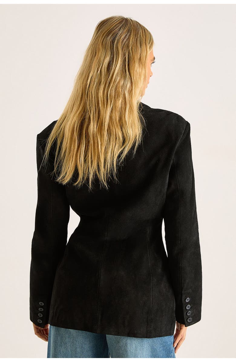 NASTY GAL Real Suede Cinched Waist Blazer, Alternate, color, Black