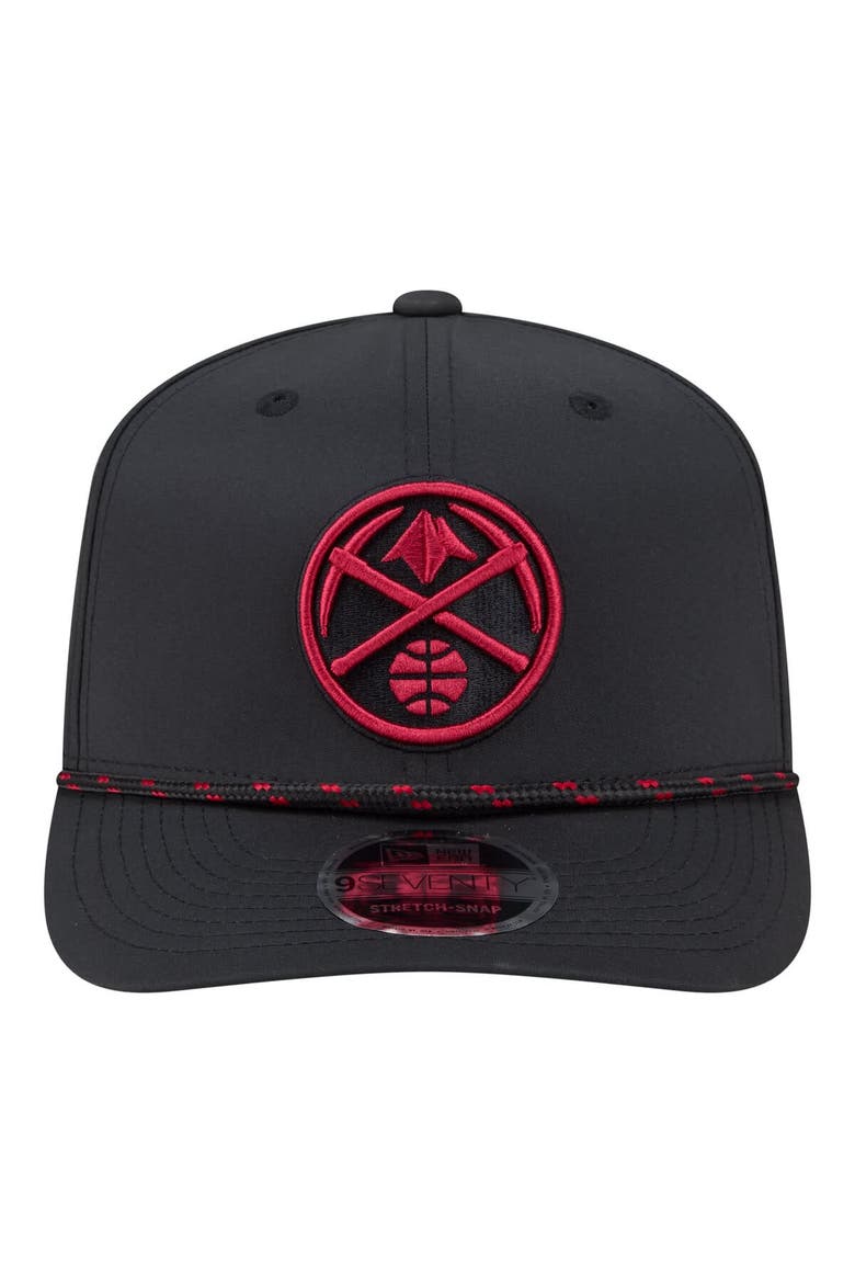 Men's New Era Black Denver Nuggets Sport Rope Vented Stretch-Snap 9SEVENTY Hat, Alternate, color, Black