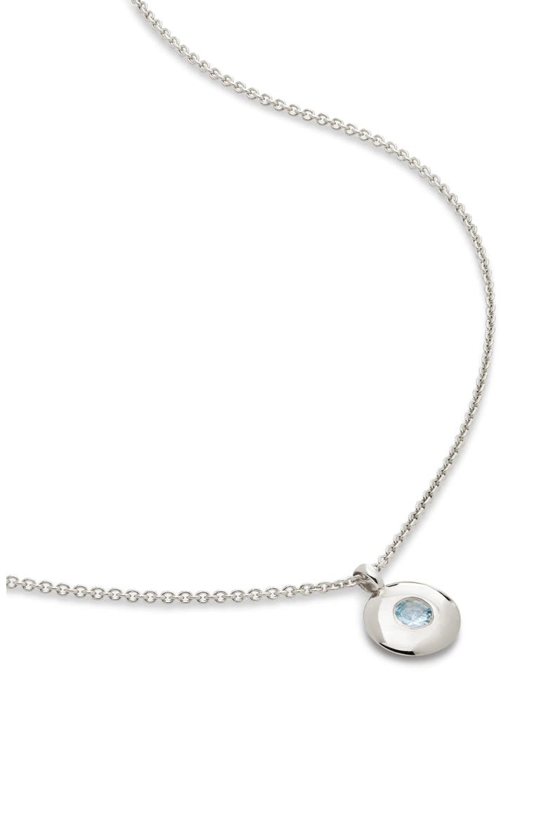 March Birthstone Aquamarine Pendant Necklace, Main, color, SILVER