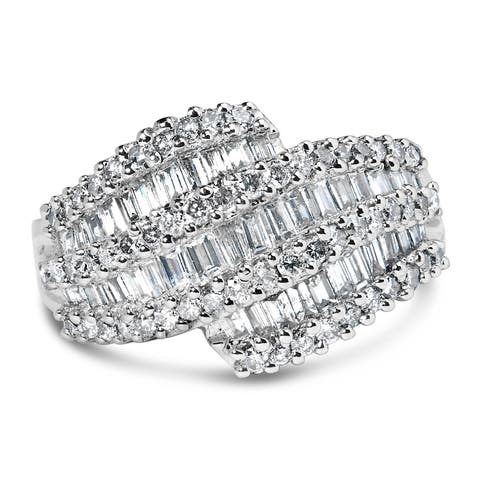 14K White Gold 1 3/4 Cttw Diamond Cocktail Ring Band