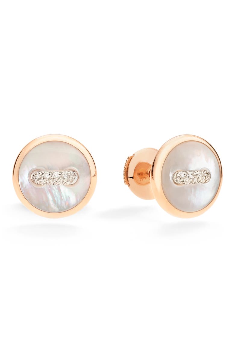 Pom Pom Dot Stud Earrings, Main, color, PEARL