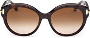 TOM FORD Icon 57mm Gradient Round Sunglasses