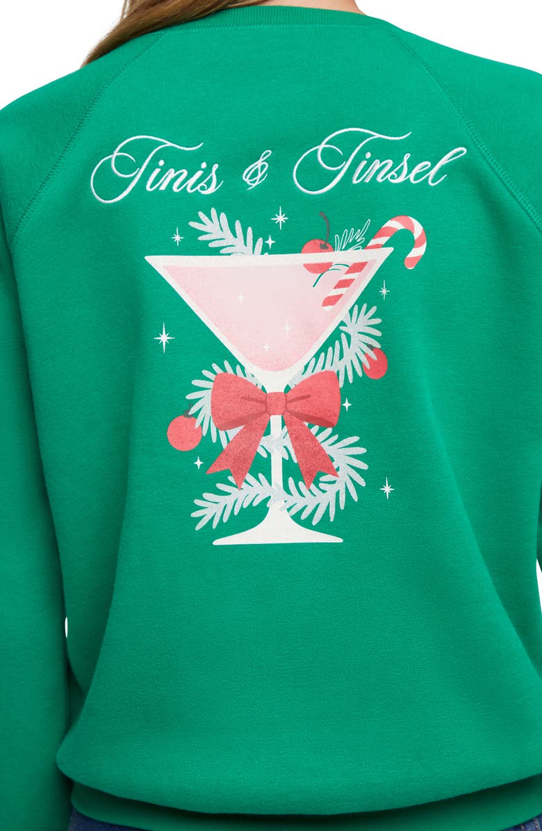 Wildfox Keely Tini's & Tinsel Sweatshirt, Alternate, color, Jolly Green