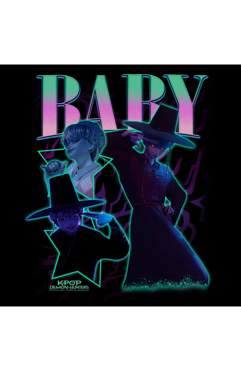 KPop Demon Hunters Women's KPop Demon Hunters Baby Saja Collage Graphic T-Shirt, Alternate, color, Black