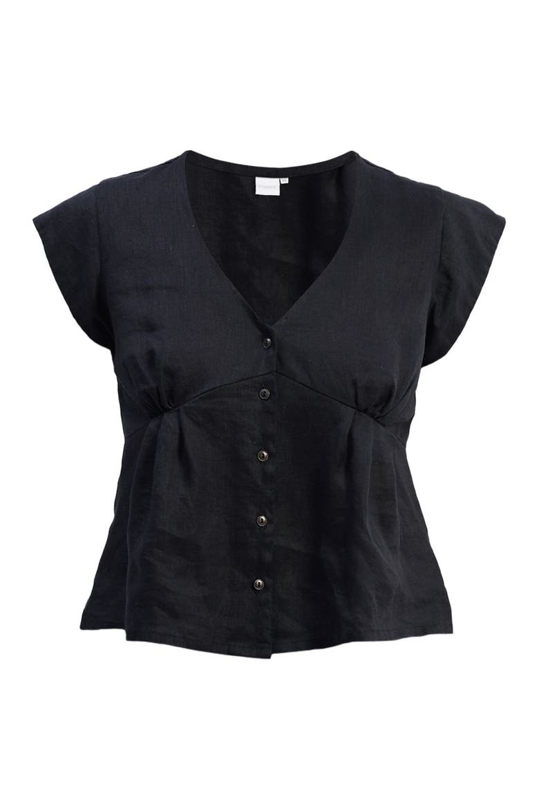 Deep V-neck Short Top, Alternate, color, Black